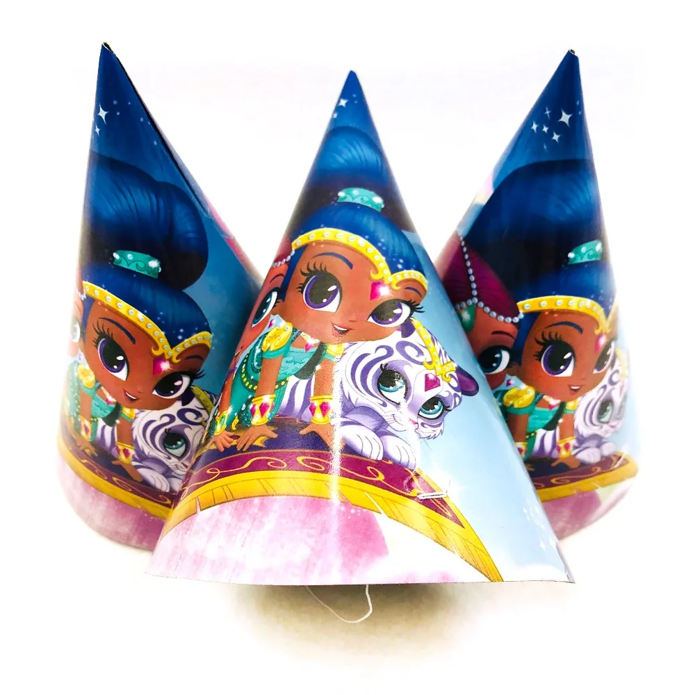 6pcs/set Shimmer shine theme party hats kids birthday party supplies