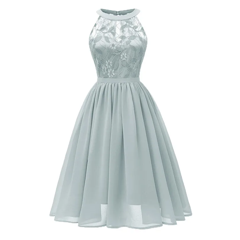   Women Summer Vintage Princess Floral Lace Dress Cocktail Elegant Dress Neckline Party Aline Mini Swing Dress#4M11 (8)