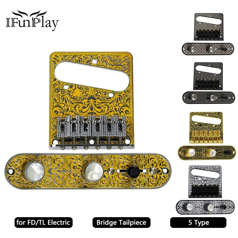 

6 Saddle Guitar Pickup Bridge With 6 Vintage String Guides Guitar Bridge Tailpiece for FD Tele Electric Guitar