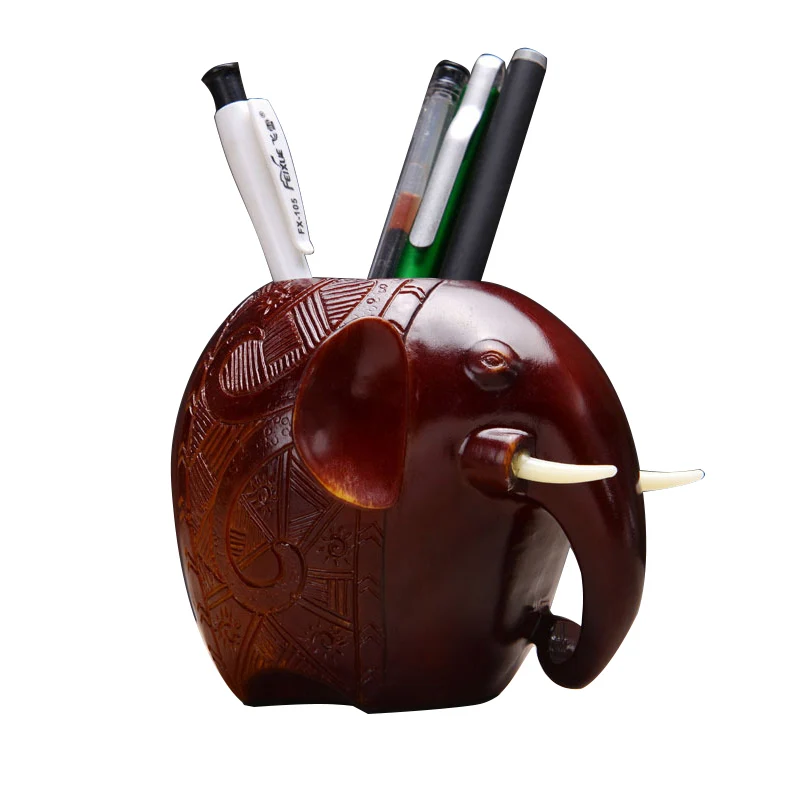 

European Lucky Elephant Pen Holder Crafts Ornaments Modern Elephant Miniature Figurines Home Decor Storage Holder Business Gifts