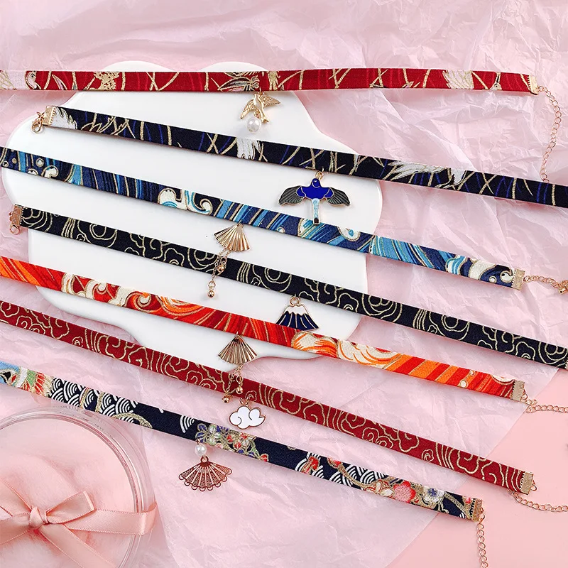 

Doreen Box Vintage Ribbon Rope Doll Choker Romantic Female Girls Bird Cat Carp Party Club Pendant Short Necklace Jewelry Gifts