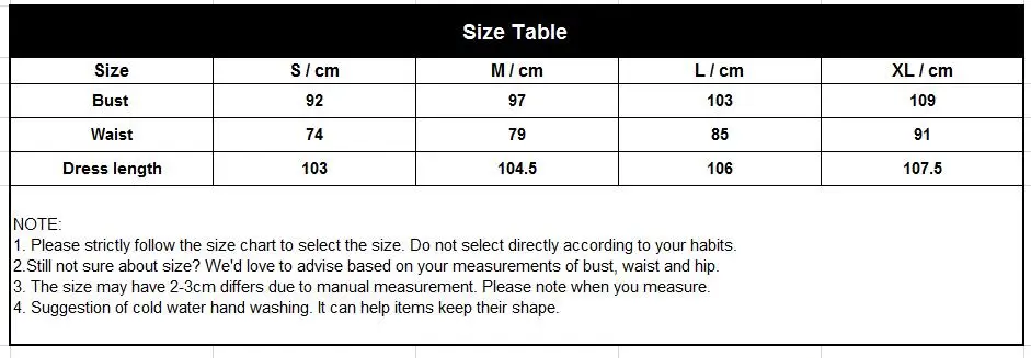 size table