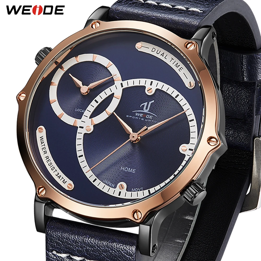 

WEIDE Match Men Military Regolio Masculino Leather Strap Bracelet Men's Sport Quartz Movement Complete Calendar Clock Watch Men