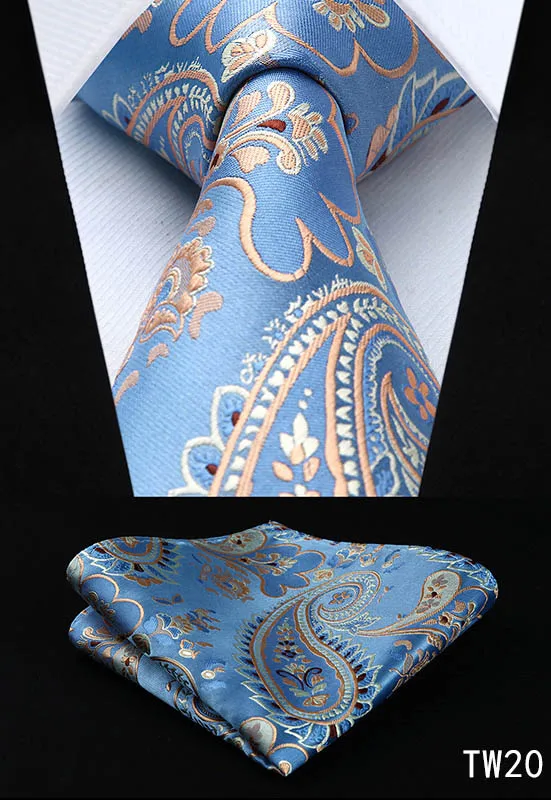 Hisdern Шелковый Свадебный галстук-бабочка нагрудный платок для дружки твердый Пейсли Набор платков и галстуков в шахматную клетку 8,5 см подарок TW - Цвет: TW20