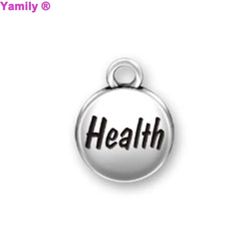 12pcs 14x11mm Antique silver tone message charm Health charm pendant for jewelry makingin
