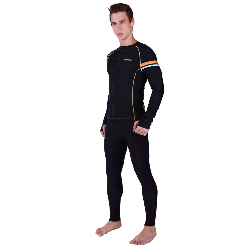 Мужские sabolay качественные Длинные рукава и штаны полосатая блузка спереди молния подводное плавание мокрый костюм анти-УФ UPF 50 купальник из двух частей