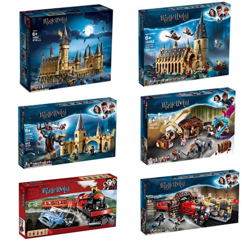 

Harri Potter Movie Legoing 16052 16054 75954 75953 Hogwarts Great Wall Set Building Blocks House Kids Toys Christmas Gifts