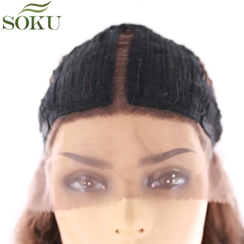 SOKU Synthetic Lace Front Wigs Long Wavy Middle Part Lace Hair Wigs Heat Resistant Lace Front Wig For Black Women
