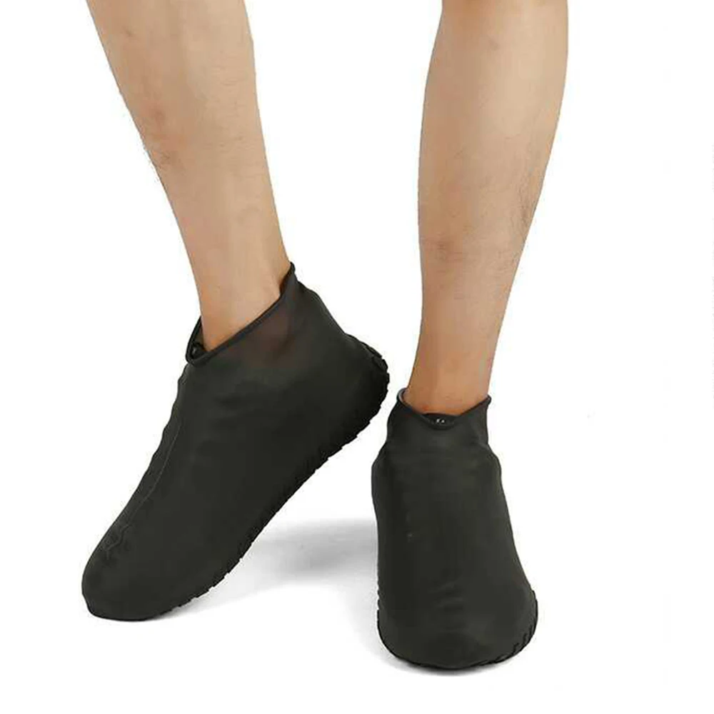Overschoenen Чехлы для обуви многократного применения пылезащитный дождевик зимний шаг в обуви Водонепроницаемые силиконовые чехлы для обуви на выбор 25-45 ярдов - Цвет: black