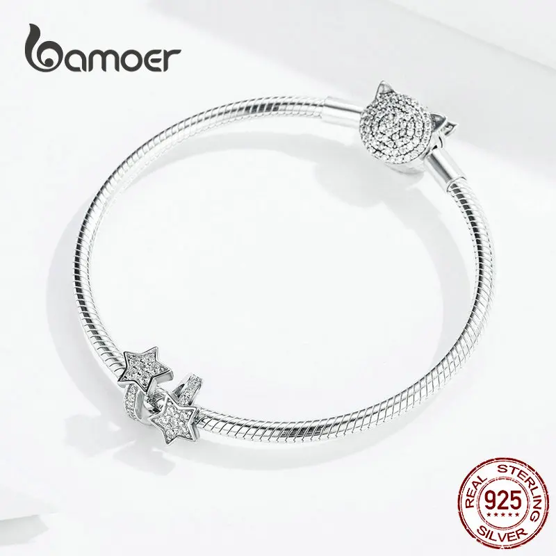 Серебряные Подвески bamoer в виде сияющей звезды подходят для женских ювелирных