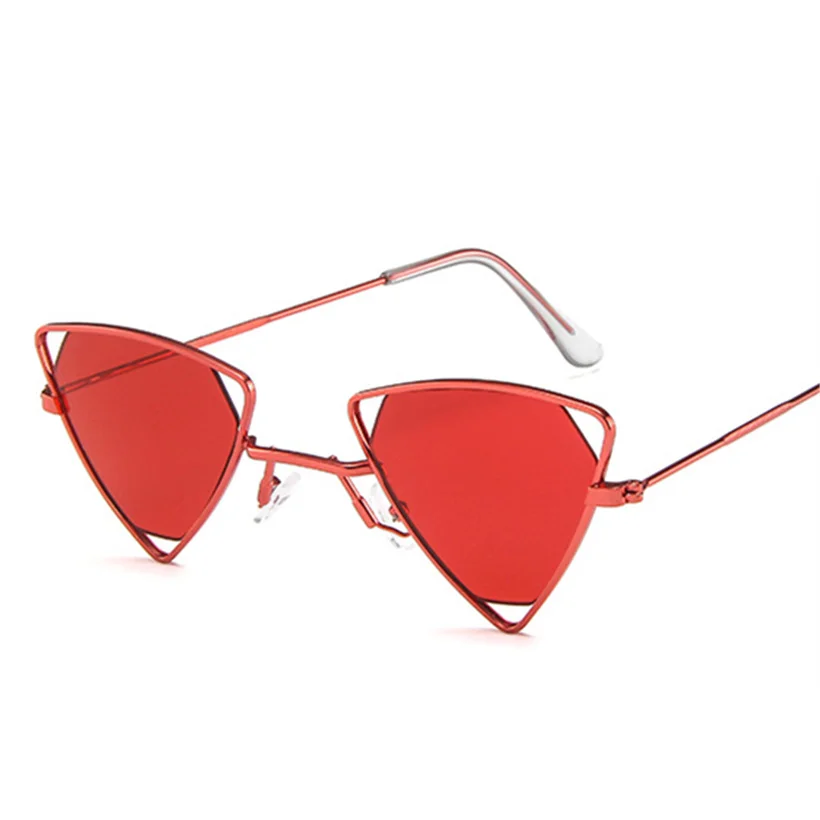 YOOSEK сексуальные треугольные солнечные очки Женские брендовые дизайнерские винтажные стимпанк очки металлические мужские зеркальные солнцезащитные очки ретро красные очки - Цвет линз: Redred