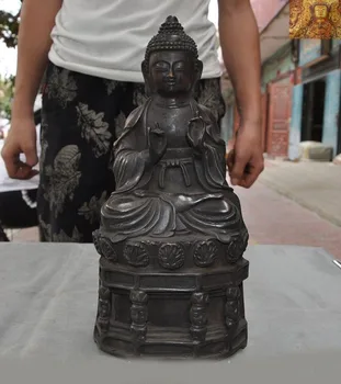 

wedding decoration 12"Antiques Tibetan Buddhism bronze Sakyamuni Shakyamuni Tathagata Buddha statue