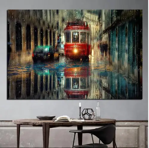 

Oil Painting on Canvas Art Posters and Prints Retro Lisbon City Street Landscape Scandinavian Wall Picture for Living Room Cudro