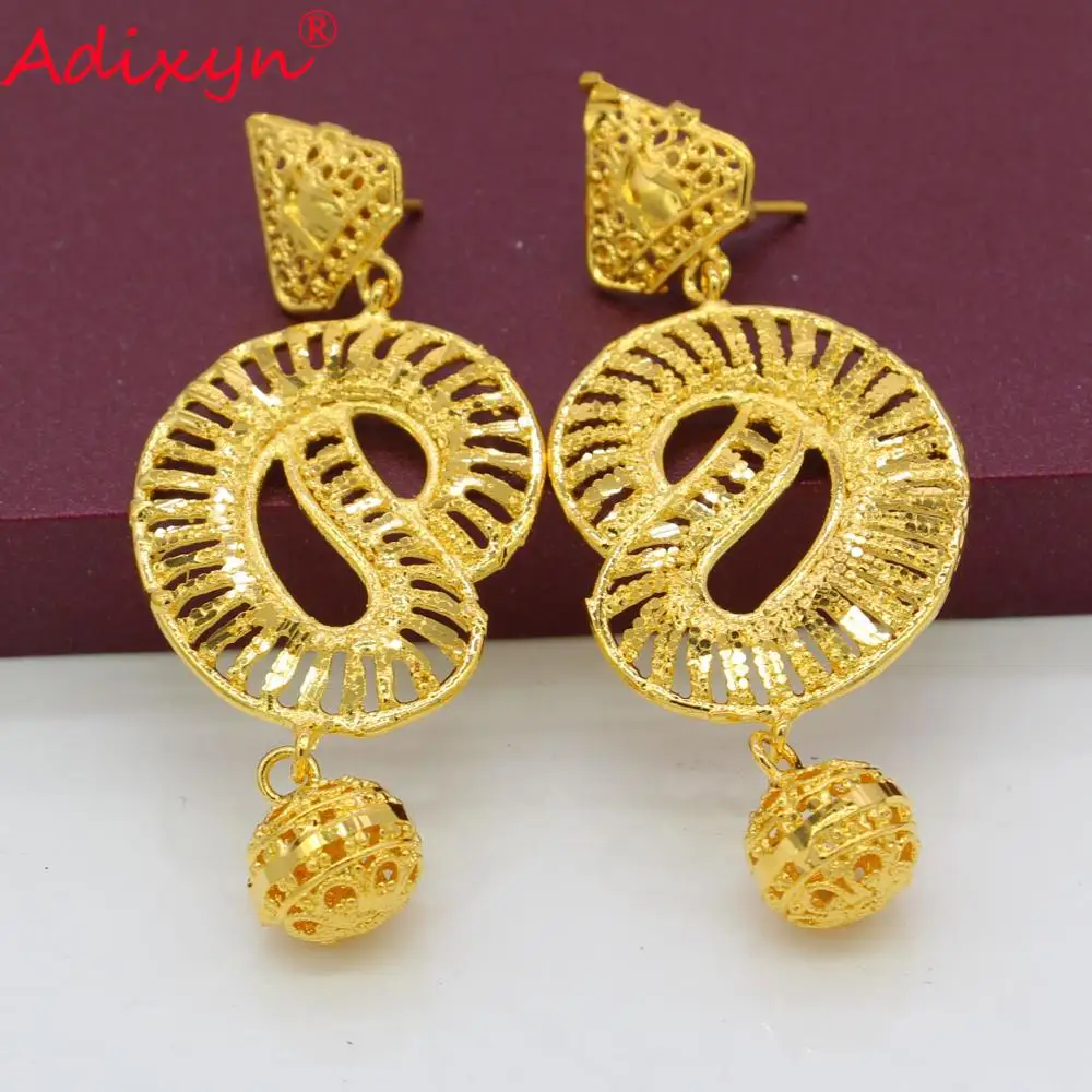 

Adixyn Arab Ears Shape Earrings for Women's,Gold Color Bling Hanging Earrings Jewelry Africa/India Gifts N07205