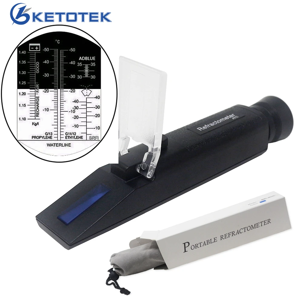 

4 in 1 Refractometer Glycol Battery Fluid Antifreeze Freezing Point Instrument Vehicle Urea Solution Propylene Glycol Tester