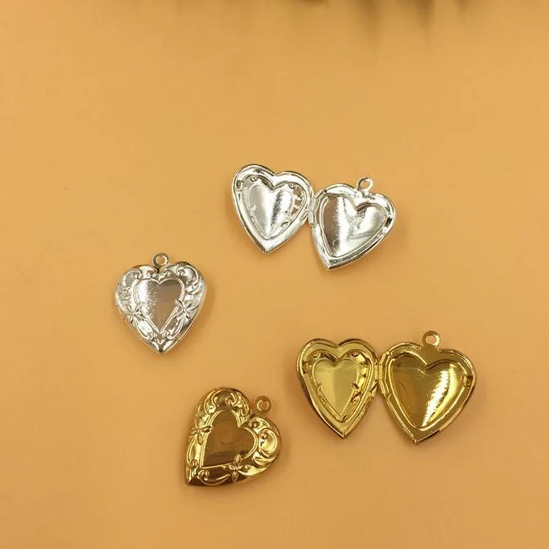 

20pcs 20MM Heart Necklaces Pendant Copper Antique Bronze European style Prayer Craft Photo Frame Locket box
