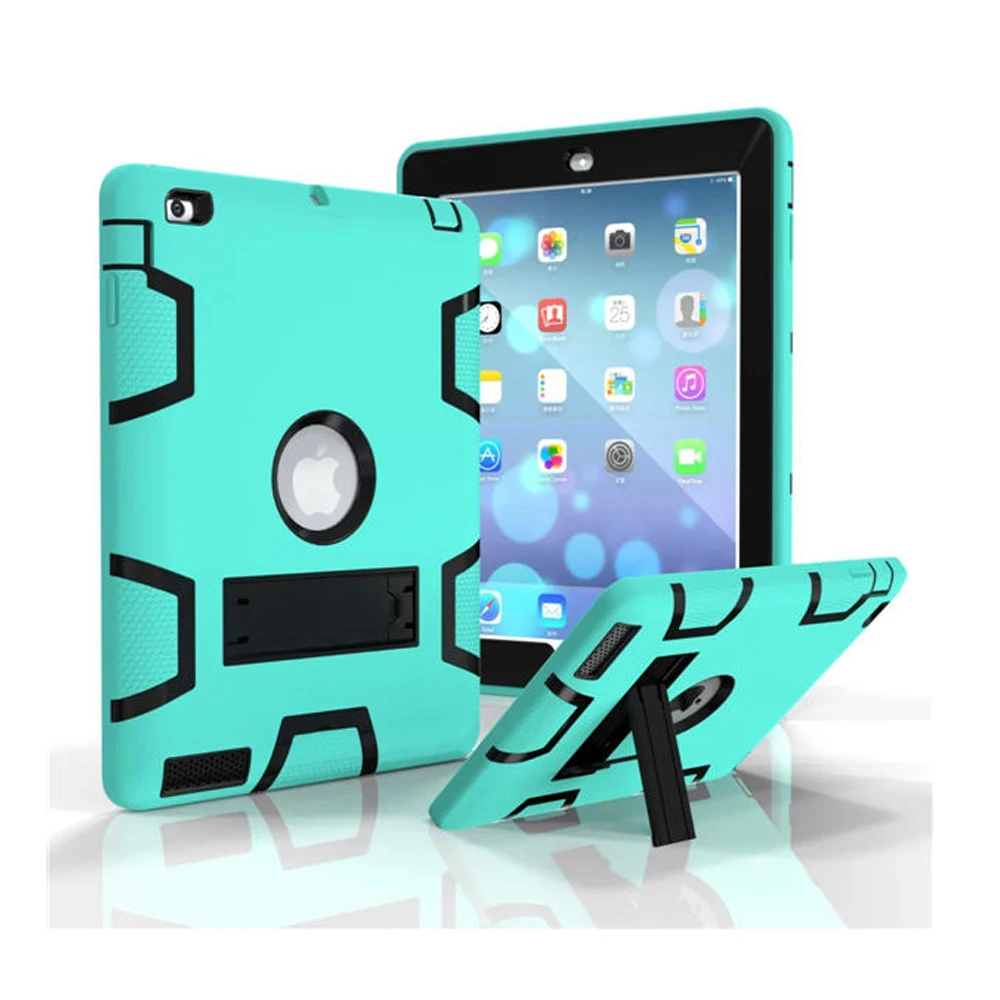 

For Kids Safe Armor Shockproof Heavy Duty Silicon+PC Stand Back Case Cover For 2 3 4 Tablet PC