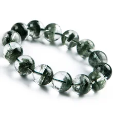 Натуральный зеленый фантомный кварц кристалл 15,5 мм браслет для женщин и мужчин Круглый бисер стрейч