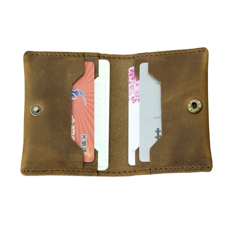 

7.5*10.5cm Handmade Minimalist Wallet for Credit Cards Retro Genuine Leather Porte Carte Identity Badge Namecard Holders