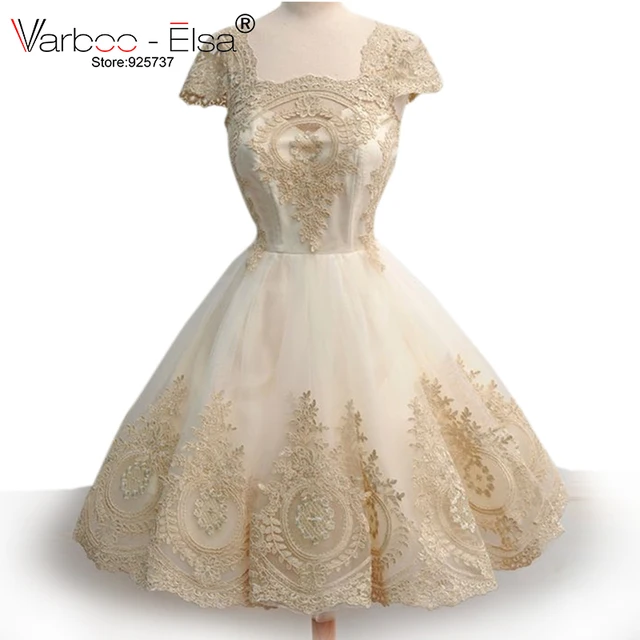 2018 New Illusion Neckline Lace Tea Length Wedding Dress Cap Sleeve 2018 New Illusion Neckline Lace Tea Length Wedding Dress Cap Sleeve Short Ivory