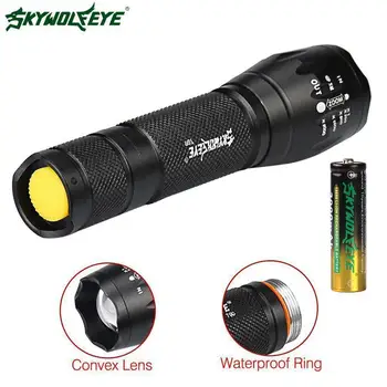 

Tactical T6 LED Flashlight Adjustable Focus Lantern 3 Modes Torch Waterproof Aluminum Camping Lamp +18650 Battery