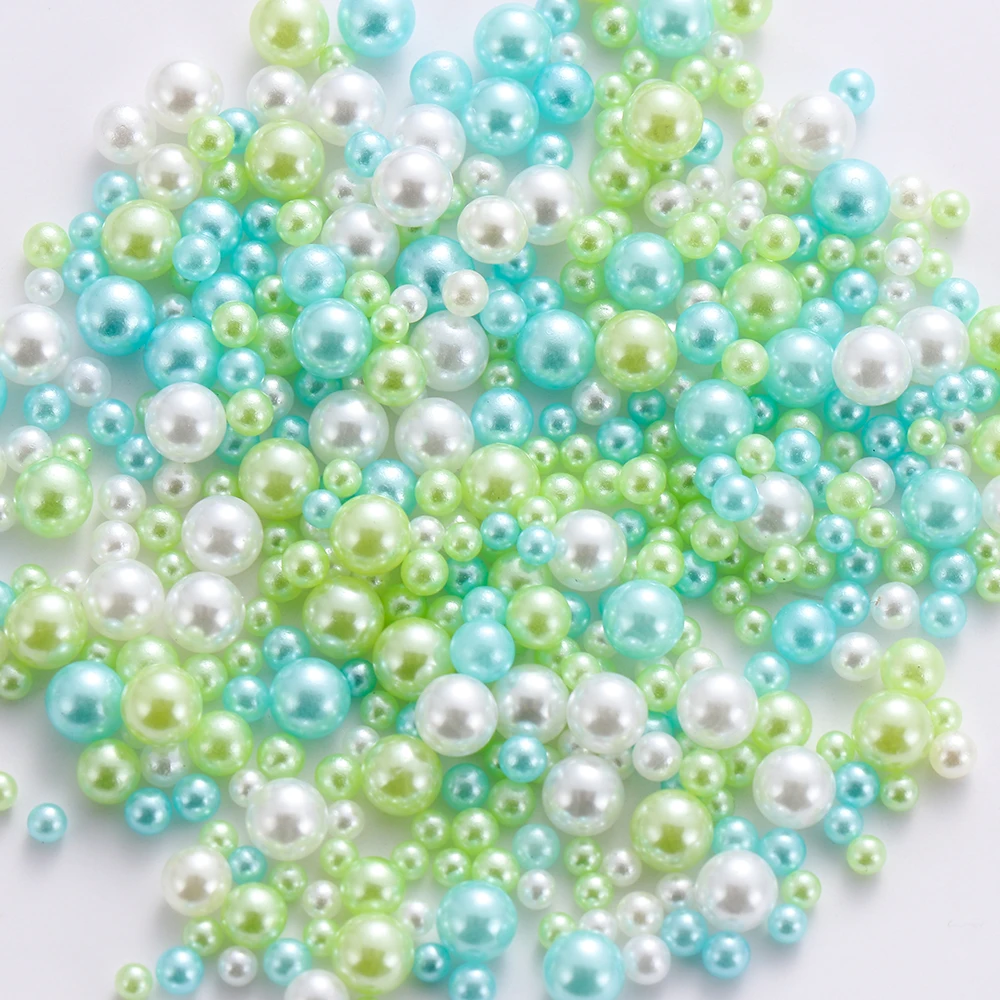 500Pcs/Bag 2.5-5mm Mix Rainbow Color Round UV Resin Imitation Pearl Beads No Hole Loose Beads DIY Jewelry Necklace Making Craft