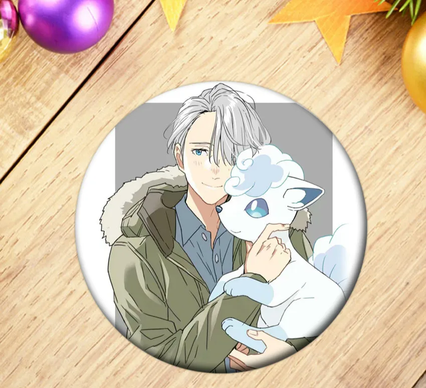 Аниме Yuri on Ice Victor значок косплея Katsuki Plisetsky искусственные сумки Значки для