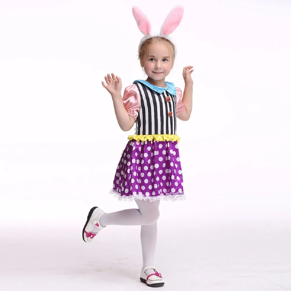 3-11years девушка костюм кролика Кролик партии Платье для косплея выполнять Танцевальная и сценическая одежда на Хэллоуин костюм для детей