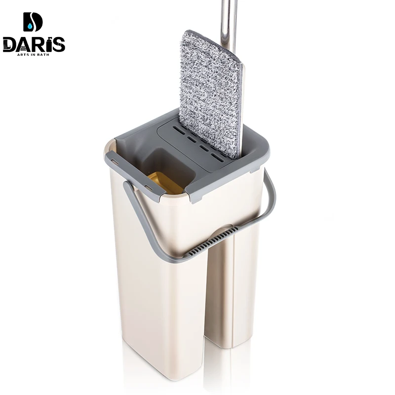 Comprar Plano apretar magia trapeador automático cubo y evitar el lavado a mano de microfibra paño de cocina de limpieza de piso de madera perezoso tipo RP