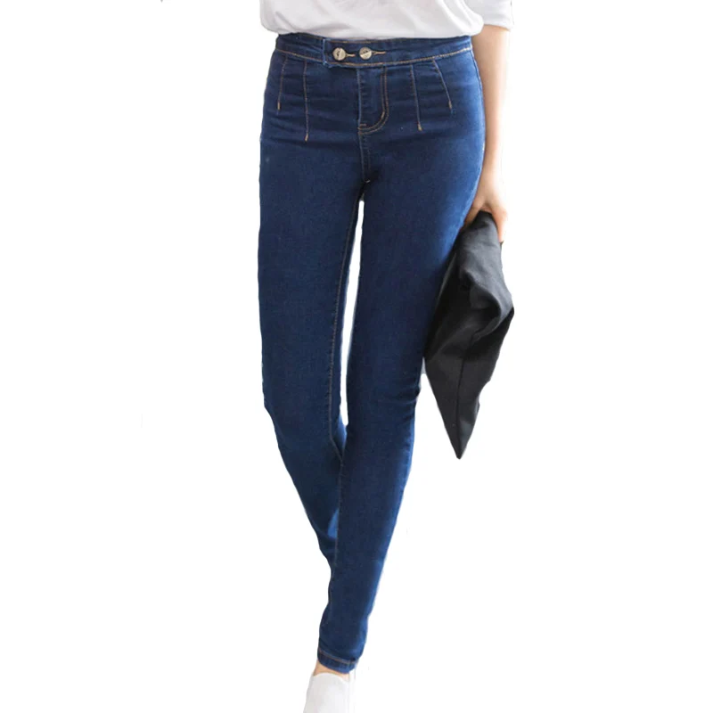 4XL Plus Size Jeans Full Length Women Black Blue Jeans Autumn Spring