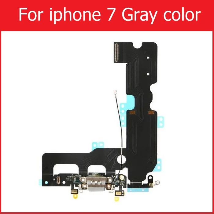 Wholesale USB Charger Connector Flex Cable For iPhone 7 7 plus headphone audio jack port connector flex cable black gray white