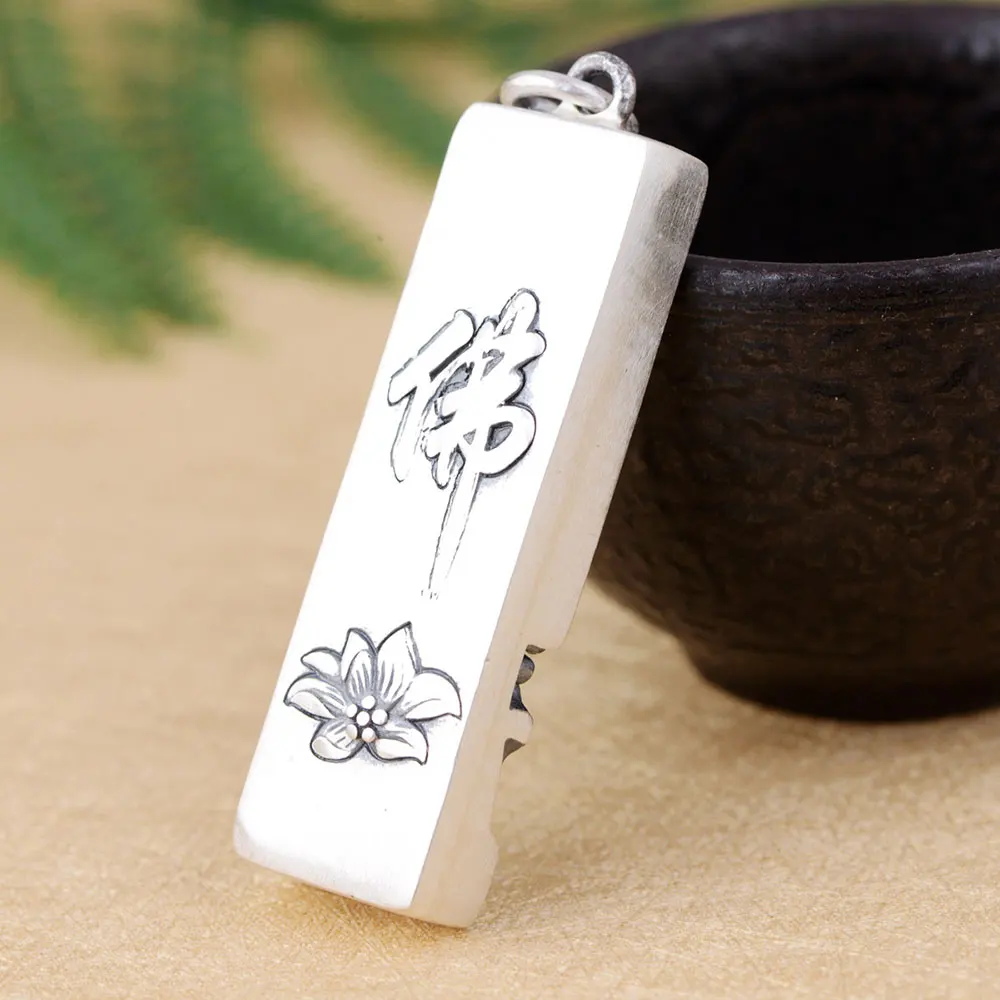 Najtaniej FNJ 925 srebrny rysunek wisiorek kwiat lotosu budda 100% czysta S990 oryginalny tajski srebrne wisiorki dla kobiet mężczyzn tworzenia biżuterii