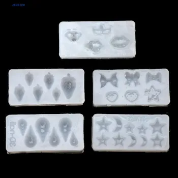

JAVRICK 3D Silicone Molds Nail Art Decor Moon Star Shell Strawberry Bow Lips Molds 5Pcs