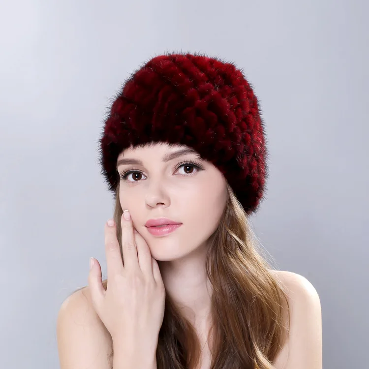 

2017 High-quality New 100% Genuine Rabbit Fur Hat women hats Winter Lady Cap Female Headgear Women Fur hats