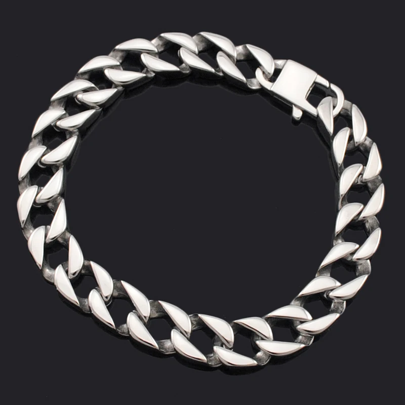 

ATGO 2017 Fashion Men Stainless Steel Cool Punk Style Link Chain Bracelet Cuff Wristband Jewelry Friendship Gift BB686