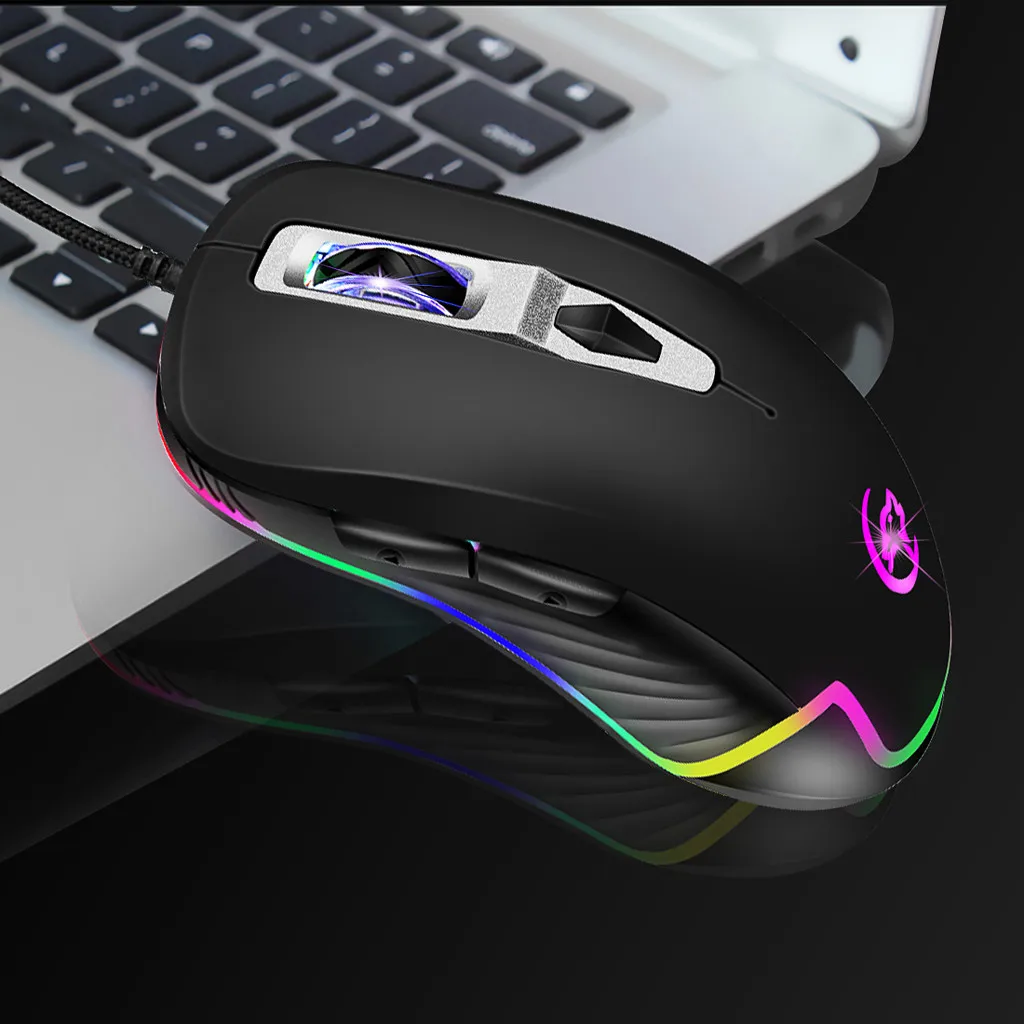 Мышь Проводная игровая мышь USB кабель RGB 6 подсветка макро программируемые кнопки черная геймерская мышь 4800 dpi Игровые мыши