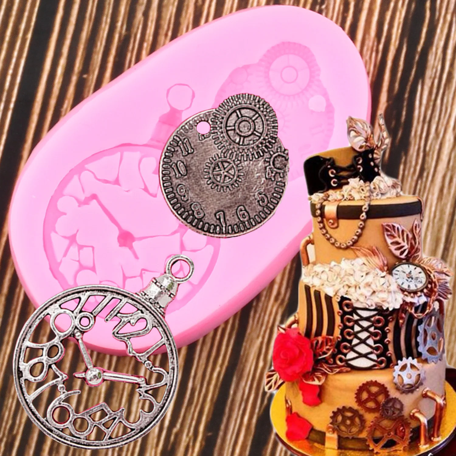 

Clock Silicone Mold Watches Fondant Resin Fimo Clay Mould Cake Decorating Tools Kitchen Baking Chocolate Candy Moulds