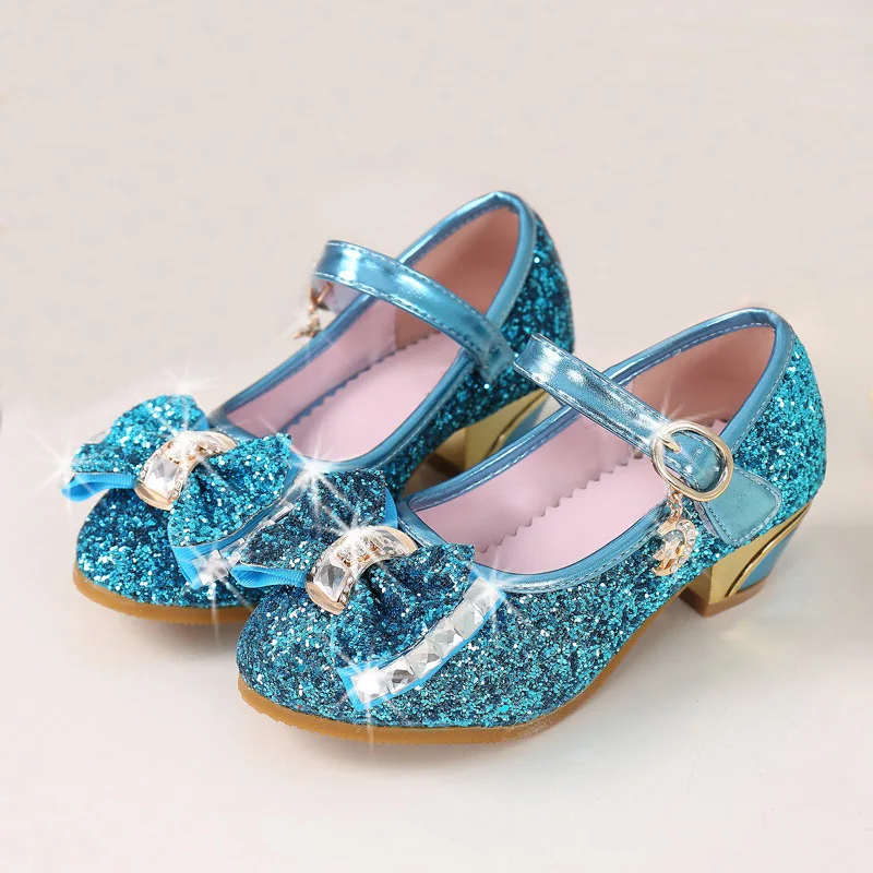 5Colors Children Princess Sandals Kids Girls Wedding Shoes High Heels Dress Shoes Bowtie Gold For Girls