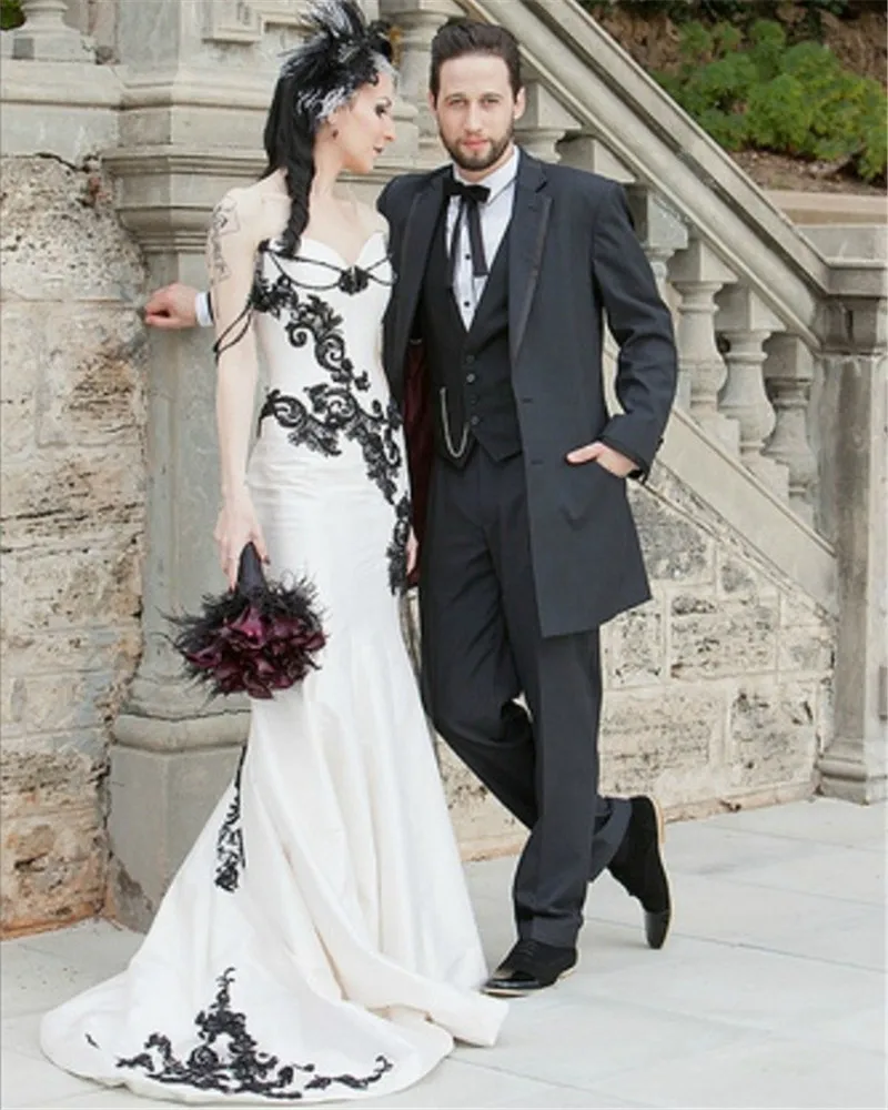 Wedding Gothic Wedding Dress online buy wholesale white gothic wedding dresses from china unique 2016 new sweetheart black lace taffeta mermaid dress bridal gown robe de