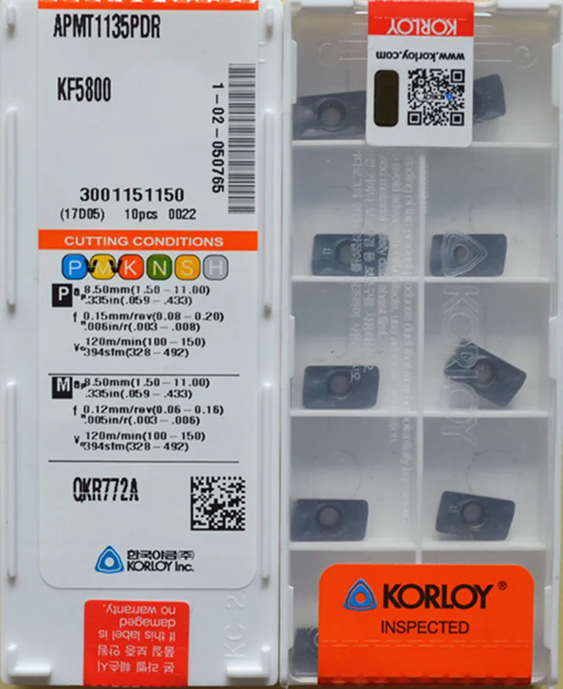 APMT1135PDR APMT1604PDR KF5800 = PC5300 10 шт. KORLOY вставка оригинальная обработка: нержавеющая сталь и т. д