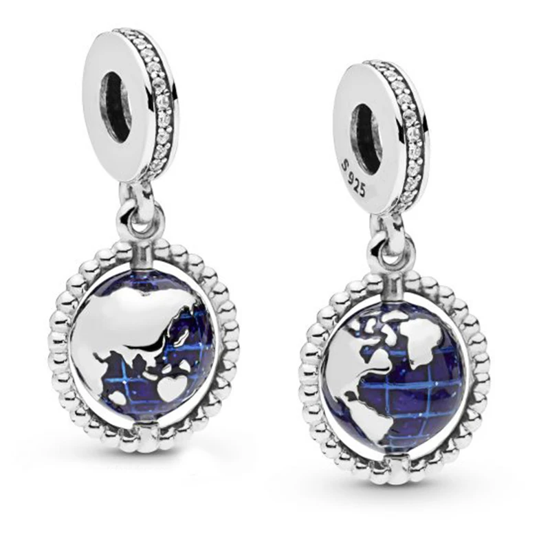 

2019 Summer Collection New Style 925 Sterling Silver Red Globe Dangle Charm Fits Pandora Bracelet Bangle DIY Jewelry