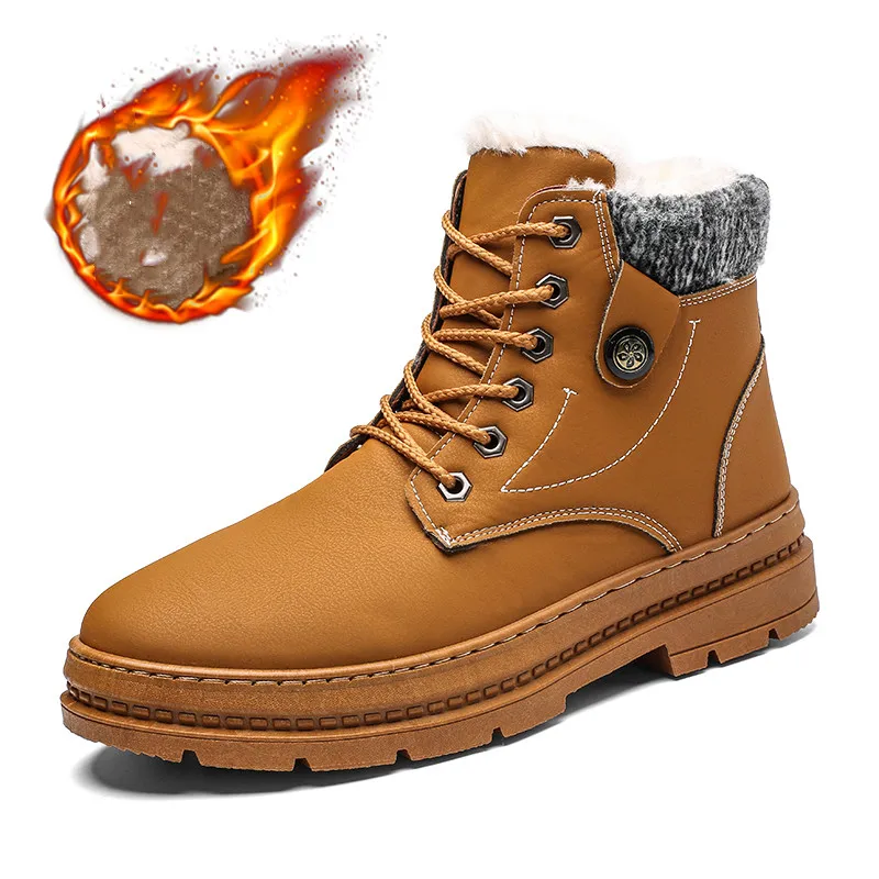 

2018 Men Winter Plush Warm Snow Boots Casual Comfortable Male Footwear High Quality Fashion Waterproof non-slip Ankle Boots