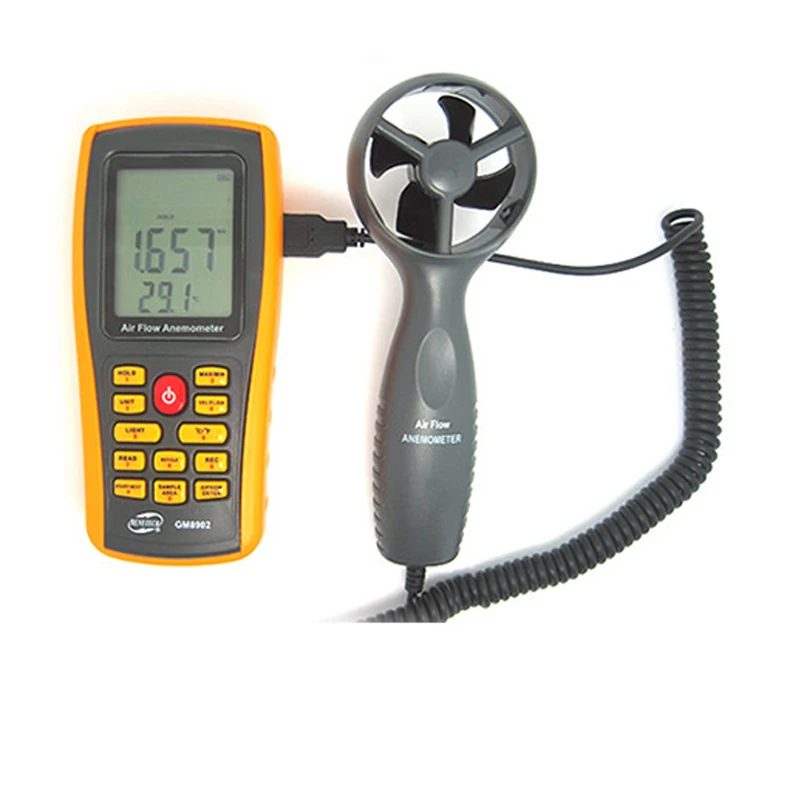 GM8901/GM8902 цифровой ручной анемометр скорости ветра, измеритель скорости потока воздуха, скорость воздуха, температура воздуха, измерение количества воздуха - Цвет: GM8902