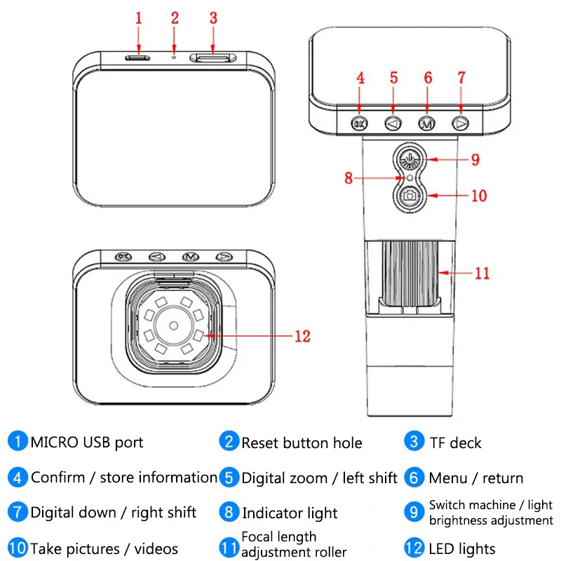 500X USB Microscope Digital Video Microscope HD Electronic Portable 8 LED Adjustable Microscope for PCB Mobile Phone Repair (6)