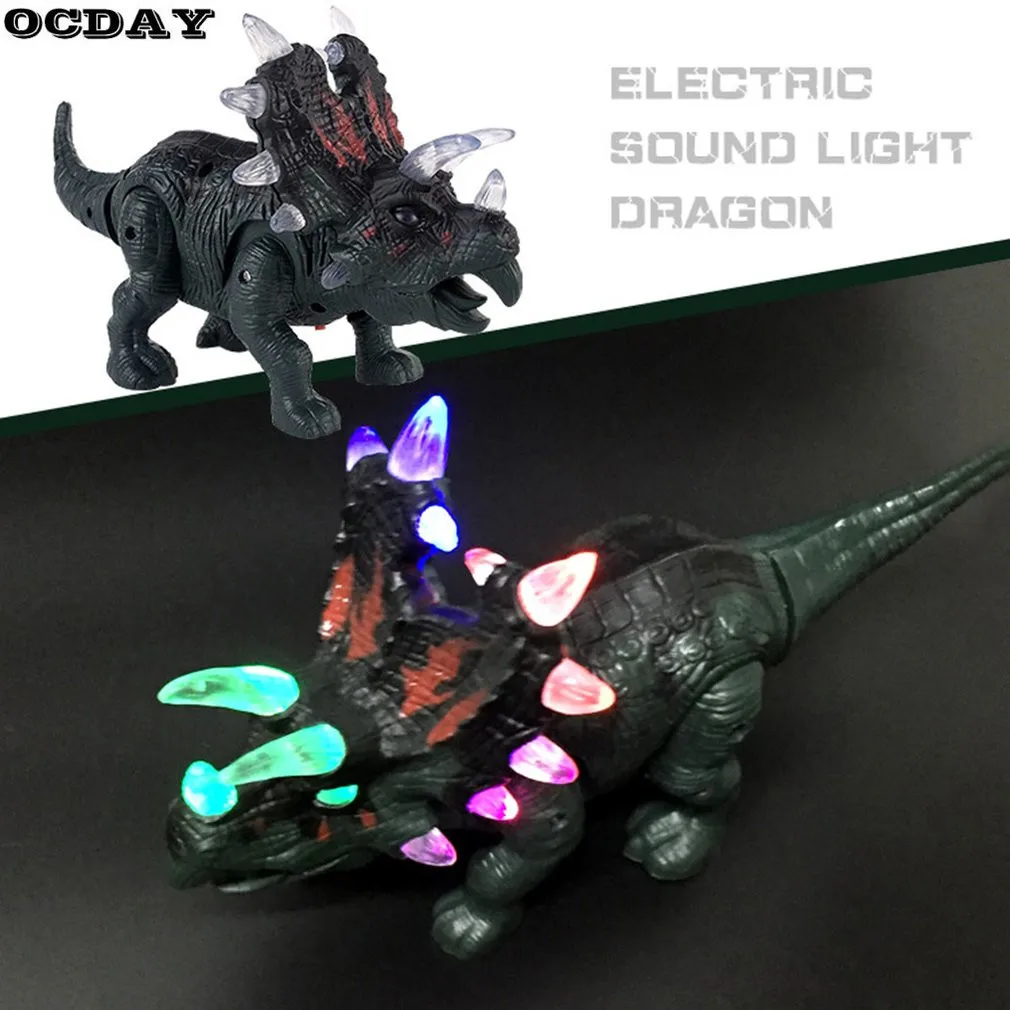 Большая игрушечная лампа динозавра звук прогулки имитированный светодиодный электронный динозавр Трицератопс игрушка подарок на день рождения для детей Рождественская игрушка