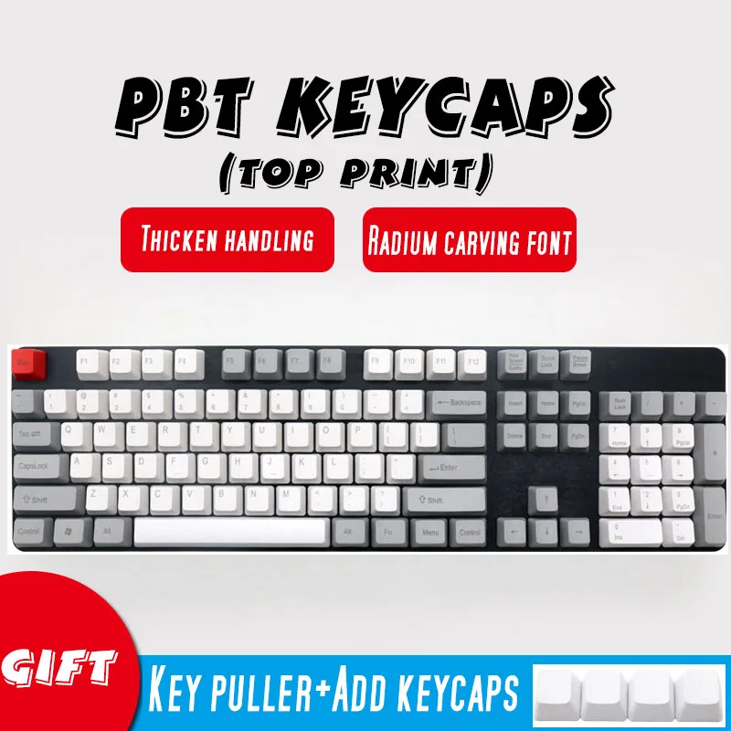 Топ с принтом CARBON ZEALER Pbt Keycap для механической клавиатуры 108 ключей полный набор Dolch Keycaps ключи Corsair Bfilco Minila - Цвет: top print keycap