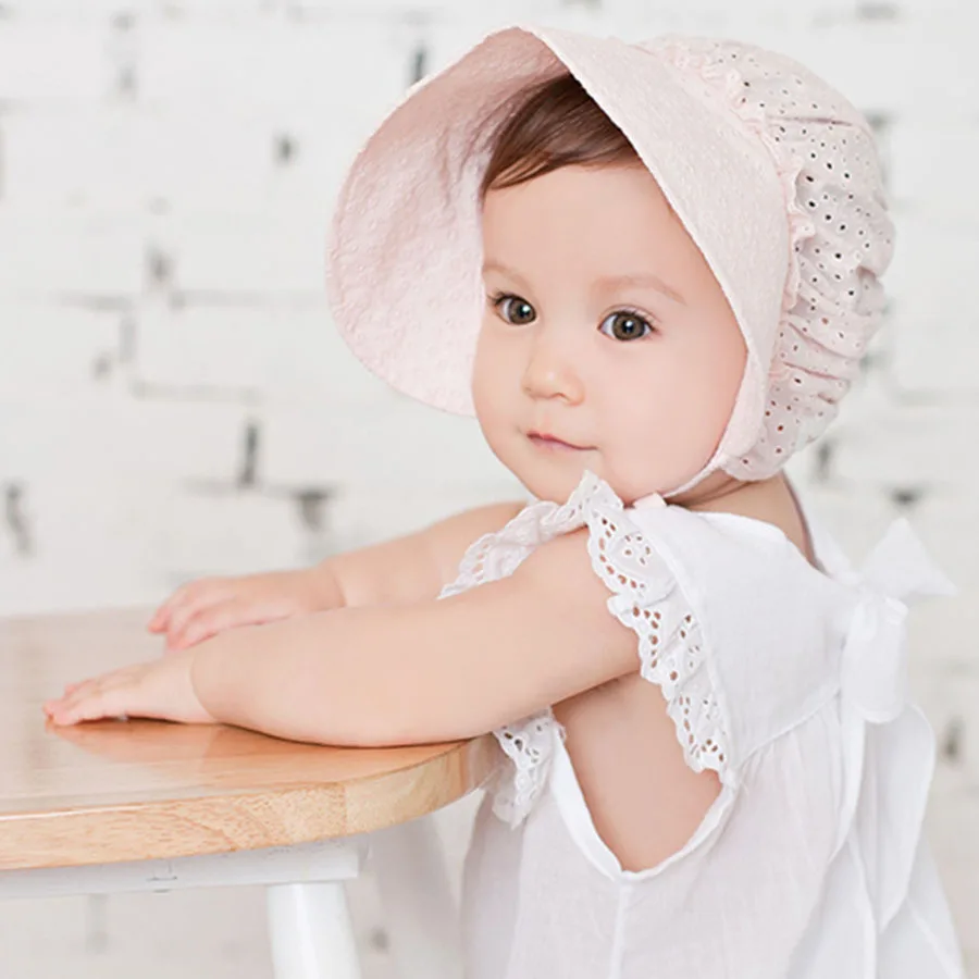 

0-3 Y Summer New Baby Girl Hat Lace Flower Hollow Bucket Baby Hat Girls Sun Hat Outdoor Beach Cap Kids Children Hat Caps
