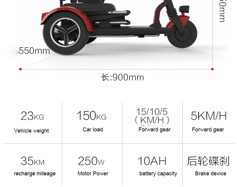 Top 2018 Folding Electric Vehicle Elderly Scooter Electric Tricycle Disabled Bicycle Lithium Battery 19