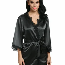 Брендовые женские халаты, сексуальное ночное белье размера плюс, атласные женские халаты с кружевной отделкой, халат для отдыха, Повседневная Свободная Домашняя одежда