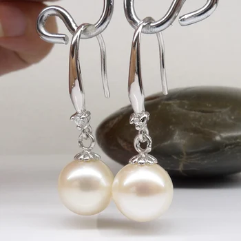 

925 real natural big The only Olympic shipping circle to 925 light freshwater pearl earrings birthday gift